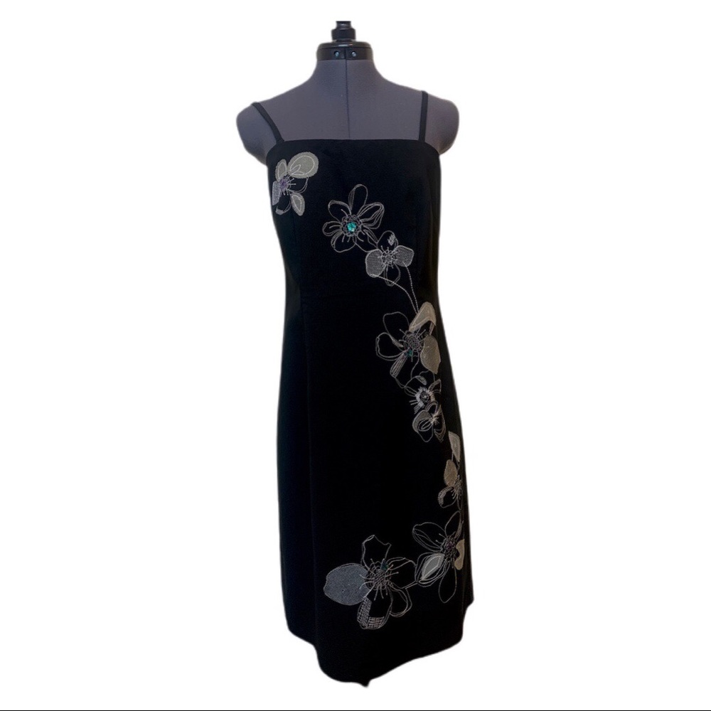 y2k black embroiderey midi dress